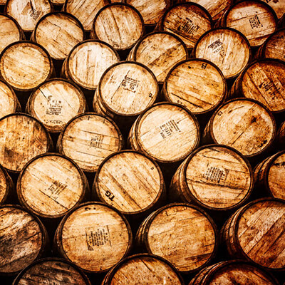 Aging whiskey barrels